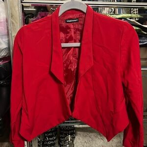 Whatever Red Cropped Blazer